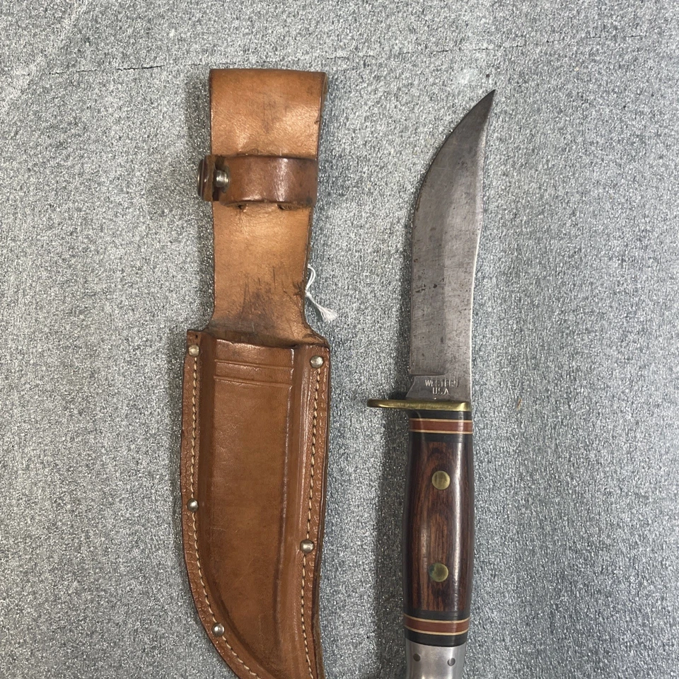 Vintage Western USA Hunting Knife with Sheath Early 60s-70s Leather Sheath - Image 1 of 4