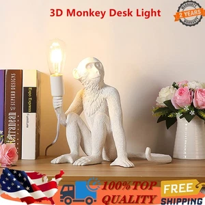 Monkey Table Lamp Nordic Light Resin Simian Hanging Rope Wall Lights LED Fixture - Picture 1 of 13