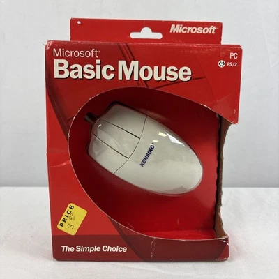 Vintage 2001 Kensiko Microsoft Basic Mouse A50-00039 1.0 Win (PS/2) NEW In Box  - Image 1 of 4