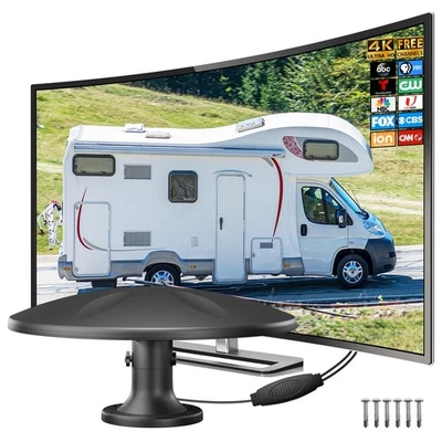 Outdoor RV TV Antenna 360° Omni-Directional Digital 4K 1080P HDTV Roof Mount - Image 1 of 4