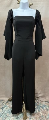 NWT White House Black Market Black Off the Shoulder Jumpsuit w/Bell Sleeve Sz 4 - Image 1 of 4