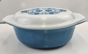 Vintage Blue Horizon bedeckt Kasserolle Pyrex 1,5 Quart Backform Ofengeschirr - Bild 1 von 7