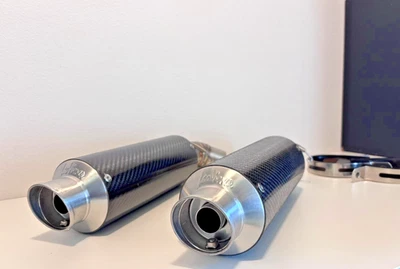 Coppia Terminali Scarico Carbonio Ducati Monster 696 (2008/14) 796 795 (2010/14) - Imagen 1 de 4