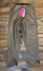 NUEVO CON ETIQUETAS Leggings Commando Imitación Cuero en Marrón Cadete Cintura Alta Talla Mediana - Imagen 1 de 7