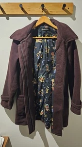 Dangerfield Women's Peacoat Dark Purple With Russian Doll Pattern Lining Size 8 - Picture 1 of 5