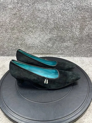 Salvatore Ferragamo Tacón Mujer Talla 10 B Sadira Pump Negro Gamuza Sin Cordones Gatito Foto 1 de 4