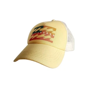 Billabong Trucker Hat Aloha Forever Pale Yellow Ocean Waves Mesh Back Adjust - Picture 1 of 9