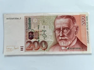 Deutsche Mark Schein Banknote neue Serie 2.1.1996 200 DM Erhaltung! - Bild 1 von 2