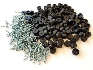 Parachoques de 50 pies de goma de 3/4" de diámetro, 3/8" de altura con arandelas incrustadas + tornillos - Imagen 1 de 3