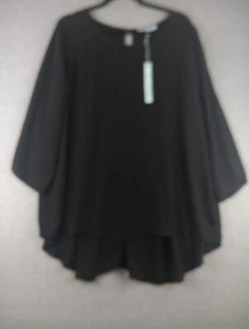 She + Sky Gr. XL schwarze 3/4 Arm Bauernbluse Chiffon Neu mit Etikett - Bild 1 von 7