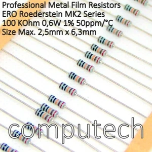10 pezzi 100 KOhm 0,6W 1% Resistenze Professionali a film di metallo Roederstein - Bild 1 von 1