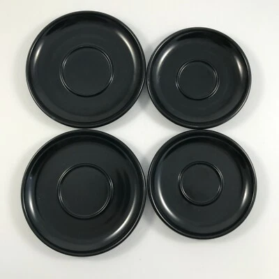 NESPRESSO Set 4 ORIGINAL BLACK SAUCERS 4-1/4" and 5" - Swiss Made A&P CAHEN ADN - Image 1 of 4