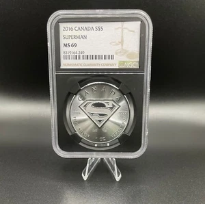 2016 NGC MS69 SUPERMAN CANADA 1 OZ .9999 FINE SILVER $5 COIN BLAST WHITE BEAUTY - Picture 1 of 3