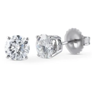3 Ct Certified Treated Off-White Diamond Solitaire Studs 925 Silver Great Shine - Picture 1 of 6
