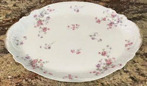 THEODORE HAVILAND LIMOGES FRANCE 15 3/4”L PLATTER PINK N LAVENDER FLOWERS - Picture 1 of 8