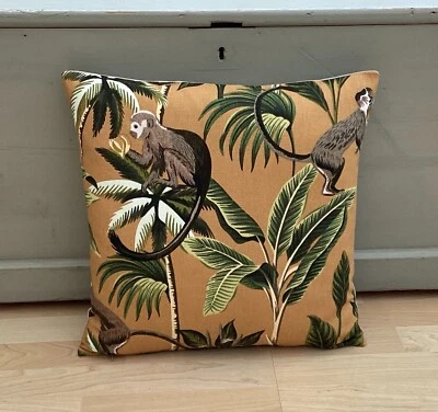 Safari Junge monkey Ochre green beige, brown Country animals Cushion Covers — 第 1/4 张图片