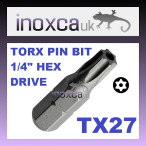 6 TX27 T27 H TORX PIN SECURITY HEXAGONAL BITS 1/4" HEX DRIVE HOLE FOR PIN CR-V - Picture 1 of 1