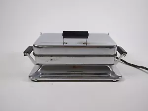 FABRICANTE DE GOFRES vintage Art Deco eléctrica cromada ~ 10" x 5" ¡PROBADA! - Imagen 1 de 10