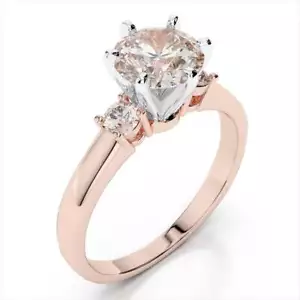 1.20 Ct Round Simulated Diamond Engagement Ring 14K Solid Rose Gold Size 4 5 - Picture 1 of 4