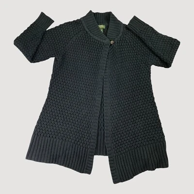 Eddie Bauer Cardigan Womens XL Black Open Front Shawl Collar Knit Angora Blend - Image 1 of 4