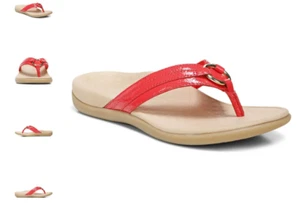 Vionic Tide Aloe Leather Poppy Toe-Post Sandal Flip Flop Women's sizes 5-12 NEW! - Picture 1 of 1