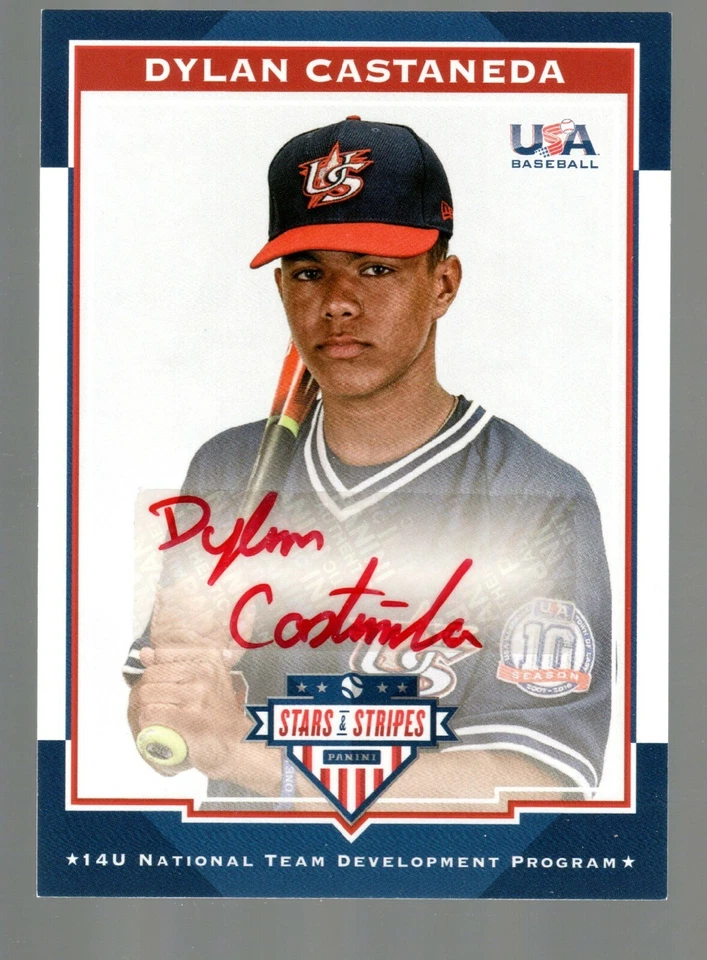 2017 USA Stars & Stripes 14U Signatures Red Ink #32 Dylan Castaneda 9/10 - Image 1 of 1