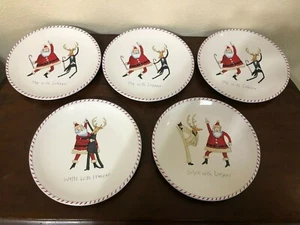 Certified International Santa Reindeer Tap Dancing 9" Plate Set Of 5 Tim Coffey - Picture 1 of 8