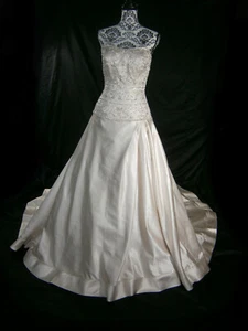 Allure Bridal Wedding Dress gown Size 10 Cafe Ivory Crystals 8807 $1,800 New - Picture 1 of 12