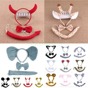 Kids Animal Set Costume Animal Zoo Party Bowtie Tail Child Book Week Headband AU - Picture 1 of 33