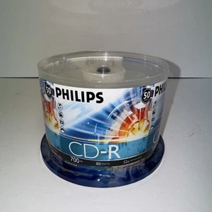 PHILIPS CD-R 50 Pack Recordable Blank Discs 700 MB 80 Min 52x NEW Factory Sealed - Picture 1 of 1