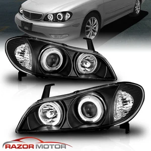 [Dual LED Halo] For 2000 2001 Infiniti I30 Black Projector Headlights Pair - Picture 1 of 10