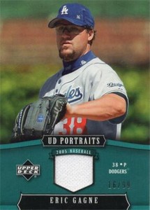 Eric Gagne relic jersey patch baseball card 2005 Upper Deck Portraits #48 LE 16