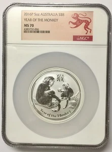 2016-P Australia 5 oz Silver Lunar Year of the Monkey NGC MS-70 - Picture 1 of 4