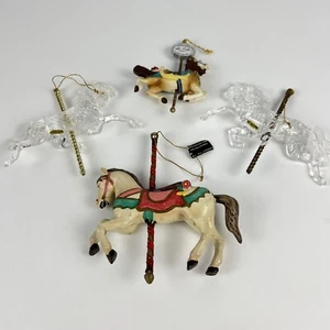 Lot Of 4 Carousel Horse Christmas Ornaments Kurt Adler Enesco Clear Resin  - Picture 1 of 24