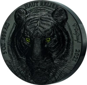 Moneda de plata Costa de Marfil 2021 5000 TIGER Big Five Asia Edition Noire No:005 5 oz - Imagen 1 de 5