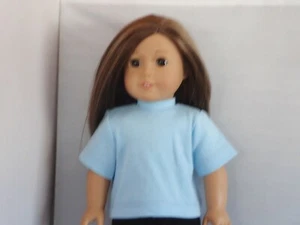 Hellblaues kurzärmliges Oberteil passt 18" American Girl Puppen - Bild 1 von 1