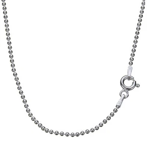 925 Sterling Silver 1.5mm Bead Ball Chain Necklace Italy - Picture 1 of 2