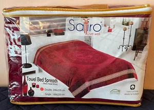 New Saffiro Bed Blanket Red Burgundy Color 200x220cm Made In Turkey 100% cotton - Picture 1 of 4