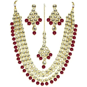 Indian Bollywood Bridal Gold Plated Kundan Pearl Rani Haar Necklace Jewelry Set - Picture 1 of 2