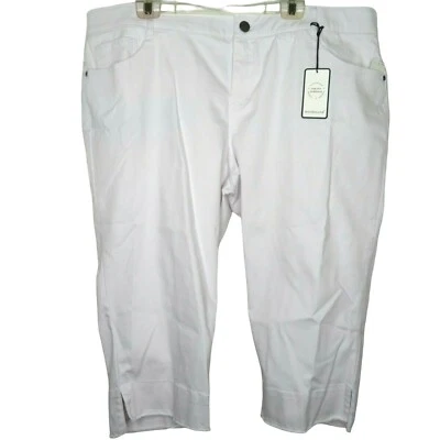 Pantalones capri blancos Westbound para mujer talla 22W algodón elástico botón cierre cremallera Foto 1 de 4