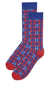 HS by HAPPY SOCKS | Mens Blue Red Geometric Pattern | Size UK 7½-11½ EU 41-46 - Picture 1 of 2