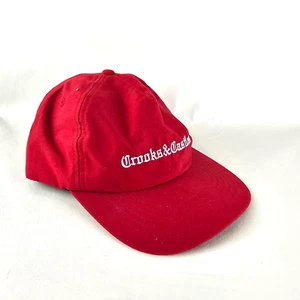 Crooks & Castles Snapback Hat Ball Cap Red Flat Bill Streetwear Embroidered - Picture 1 of 10