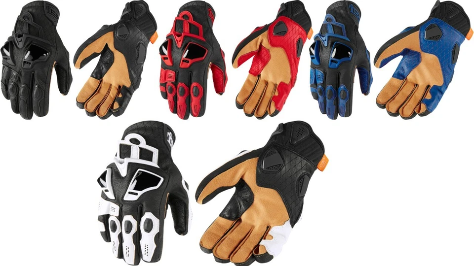 Мужские кожаные двойные спортивные мотоциклетные перчатки Icon для уличных гонок - Изображение 1 из 1