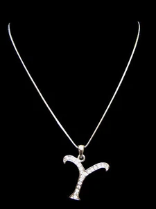 COLLANA ALFABETO INIZIALE LETTERA "Y" CRISTALLI TRASPARENTI TONO ARGENTO - Foto 1 di 1