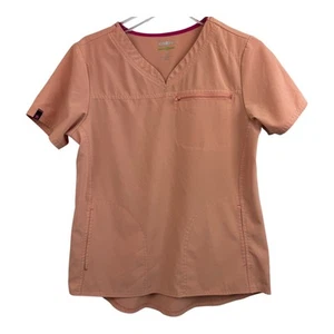 Scrub Star Scrub Top Small Pink Zip Pocket Stretch Polyester A62 - Picture 1 of 8