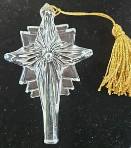 Marquis Waterford Crystal Cross Ornament With Gold Thread Tassel 5" - Picture 1 of 6