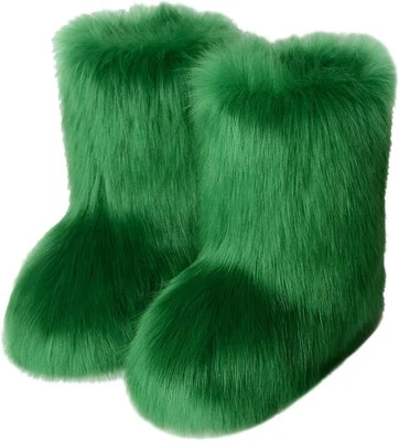 Botas FUNCOS Para Mujer Piel Sintética Cálidas Difusas Esponjosas Invierno Fiesta de Halloween...  Foto 1 de 4