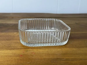 Vintage Kristall Schmuck Schale Klarglas mit Diamant und Stangen Design Quadrat Klein - Bild 1 von 7