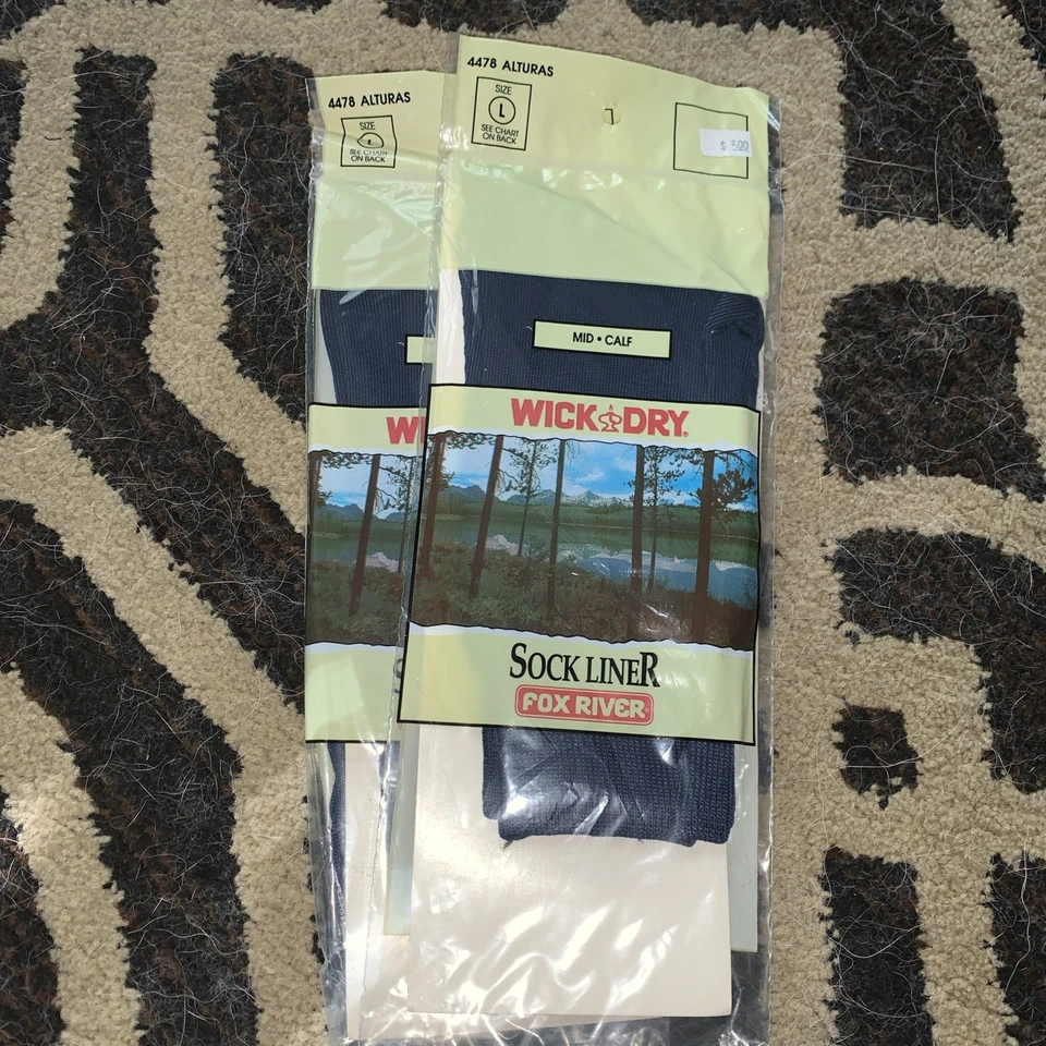 Fox River Wick Dry Alturas Liner Crew Socks - 4478 Large Dark Navy