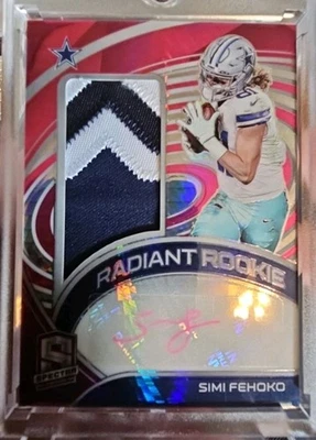 Simi Fehoko 2021 Spectra Radiant Rookie PINK Autograph patch RC auto 4/25 SCA - Image 1 of 4